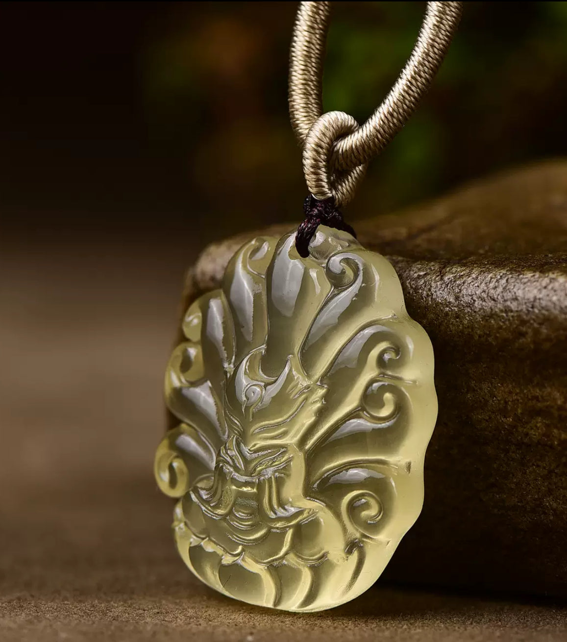 Mystic Nine-Tailed Fox Natural Crystal Pendant Necklace/ Bracelet