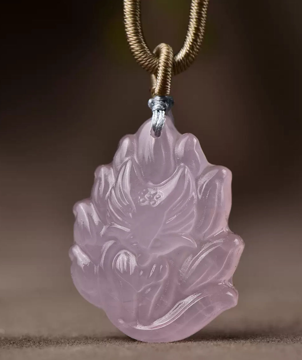 Mystic Nine-Tailed Fox Natural Crystal Pendant Necklace/ Bracelet