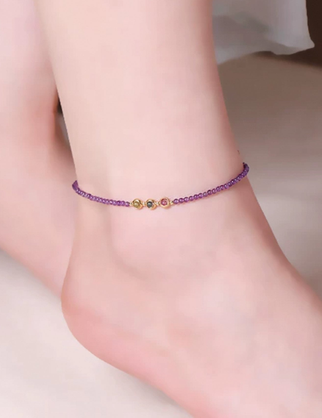 Personalized 5-Element Energy Crystal Anklet